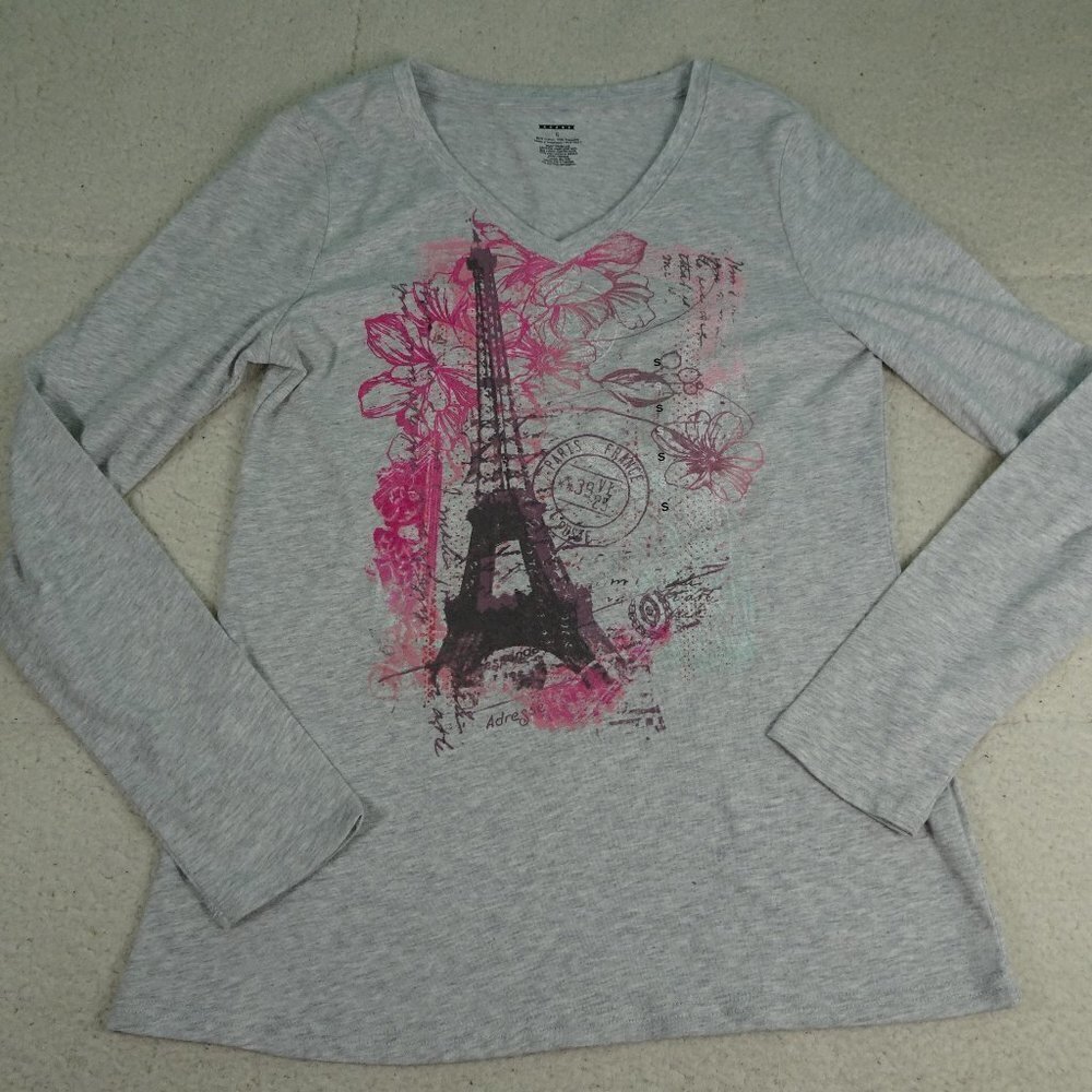 Paris France Eiffel Tower L/S T-Shirt Small